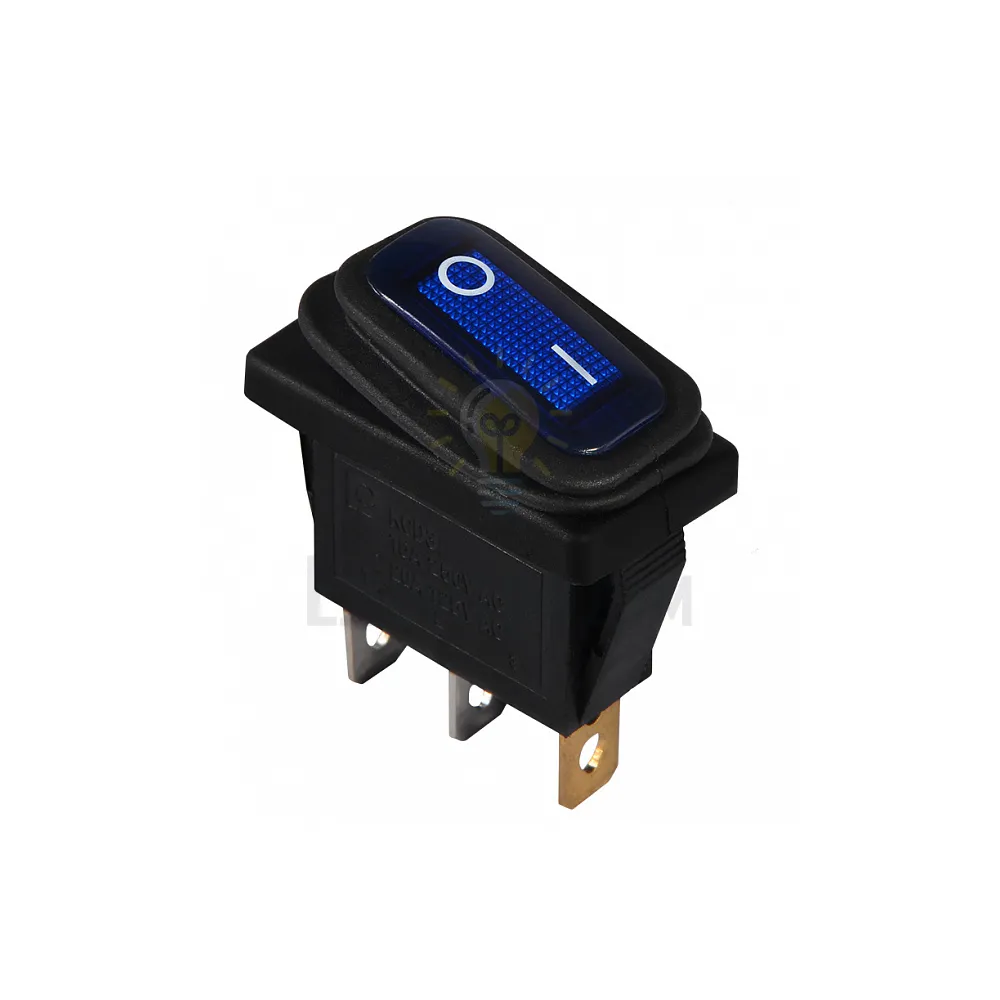 Перемикач KCD3-101NW BL/B 220V 1 клавішний вологозахищений синій з підсвічуванням A0140040038 