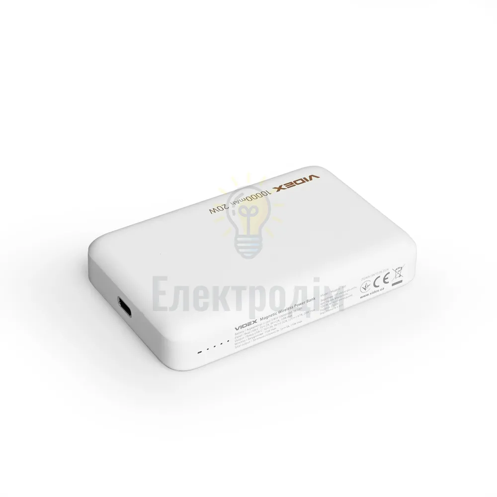 Павербанк 10000 mAh Videx VPB-331-W з БЗП білий VPB-331-W  - фото 6