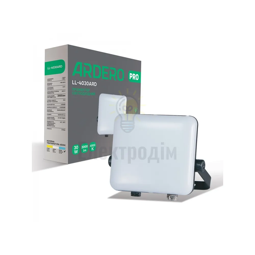 LL-4030ARD 30W 3000Lm 6500K (166*134*39мм) чорний IP65 80226 