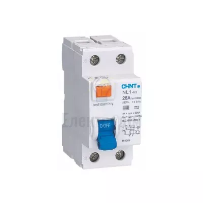 CHINT ПЗВ NL1-63 2P 6kA  25A 30mA тип AC 200212 — купити в Електродім