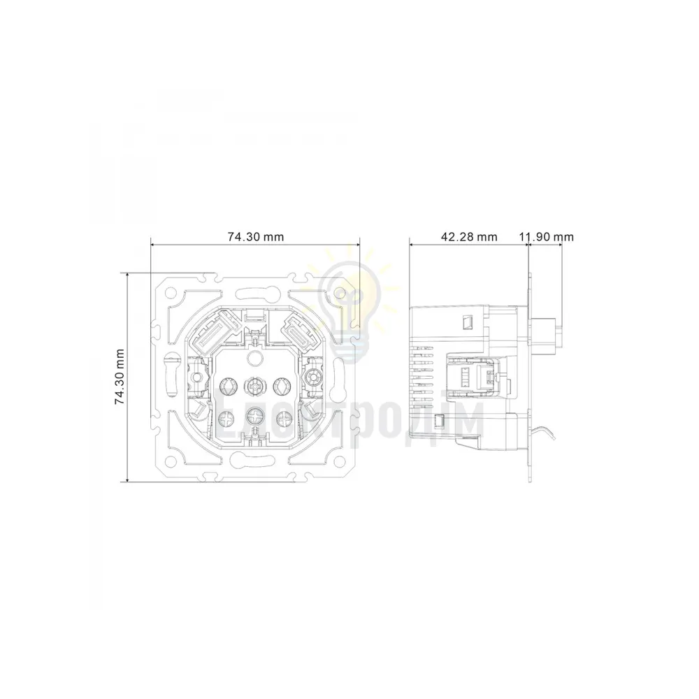 ER123USB-W розетка із заземленням 16А із USB-A та Type-C, механізм білий Soft 80724  - фото 4