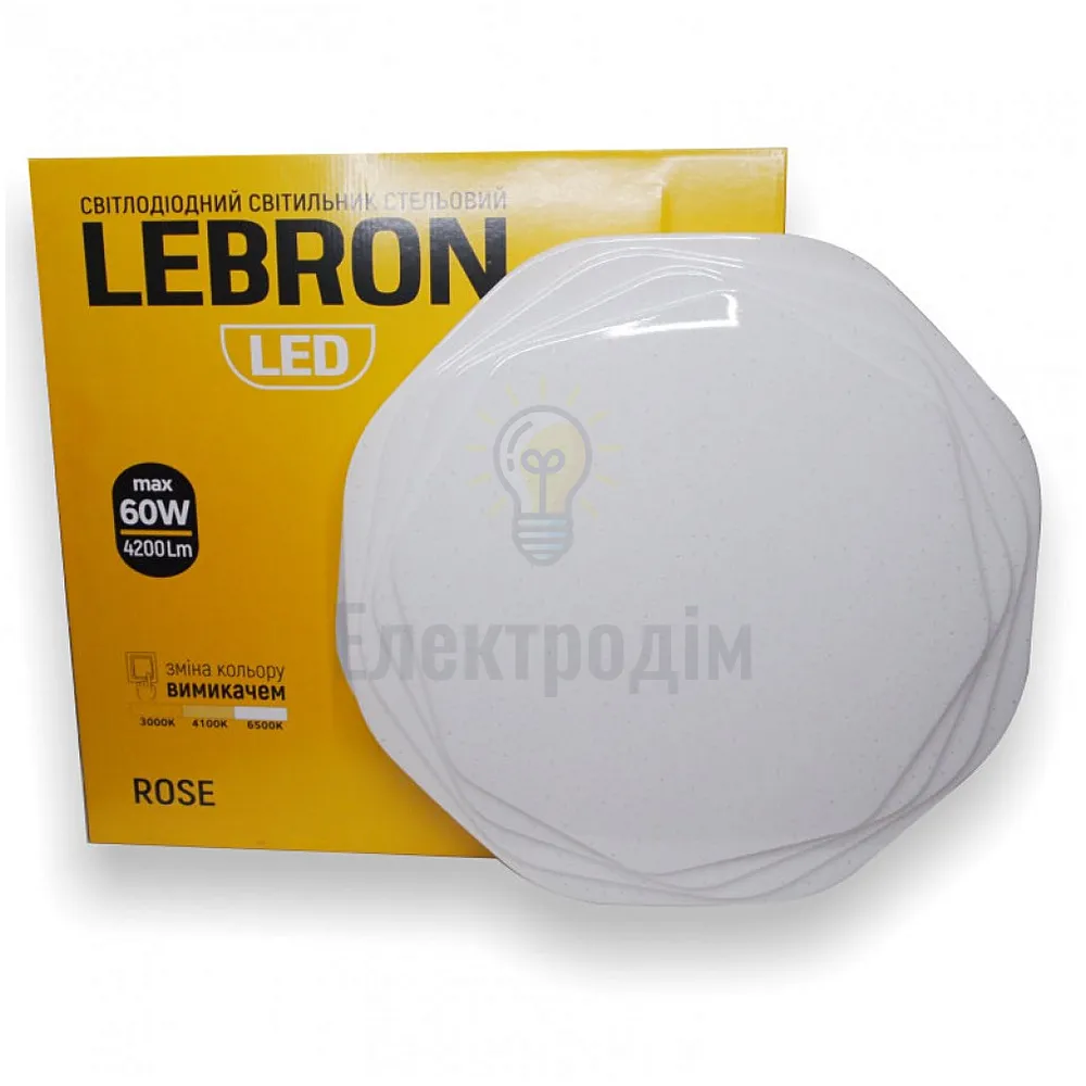 LED світильник LEBRON L-CL-ROSE, max 60W, 3000K, 4100K, 6500K, 4200Lm, O510*80мм 15-25-30-1 