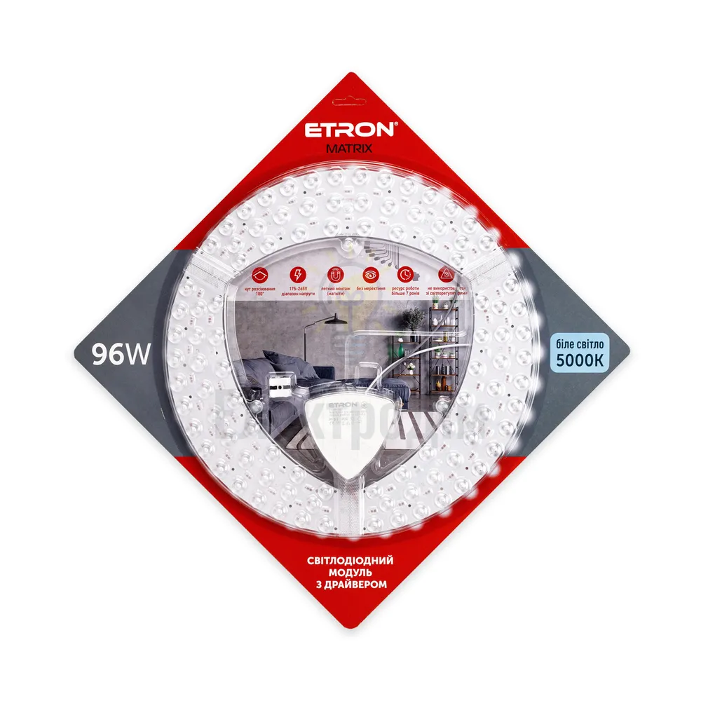 Рем комплект Світлодіодний модуль ремкомплект світильника ETRON 1-EMP-282 96W Matrix 5000K IP20 коло 355 мм 1-EMP-282 
