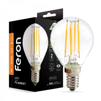 Світлодіодна лампа Filament LB-61  P45 230V 4W 400Lm  E14  4000K 25579 — купити в Електродім