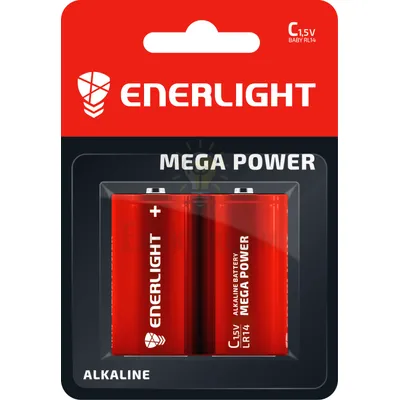 Батарейка ENERLIGHT Батарейка Enerlight Mega Power C (LR14) 2 шт. 90140102 — купити в Електродім