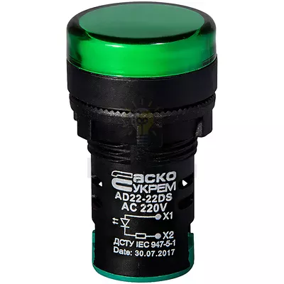 Сигнальна арматура AD22-22DS зелена 220V АC A0140030045 — купити в Електродім