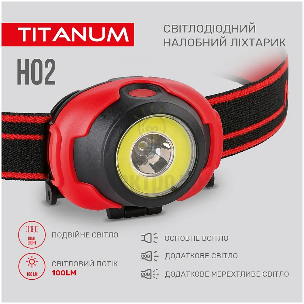 Ліхтарик LED налобний 100Lm 6500К 3*AAA червоний/чорний TLF-H02 TLF-H02  - фото 3