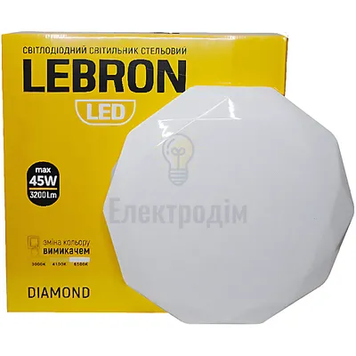 LED св-к LEBRON L-CL-DIAMOND, max 45W, 3000K, 4100K, 6500K, 3200Lm, O380*80mm 15-25-04-1 — купити в Електродім