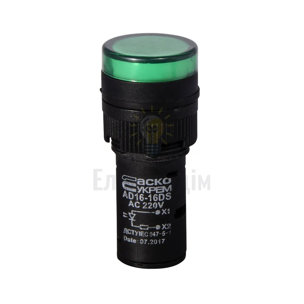 Сигнальна арматура AD16-16DS зелена 220V АC A0140030051 