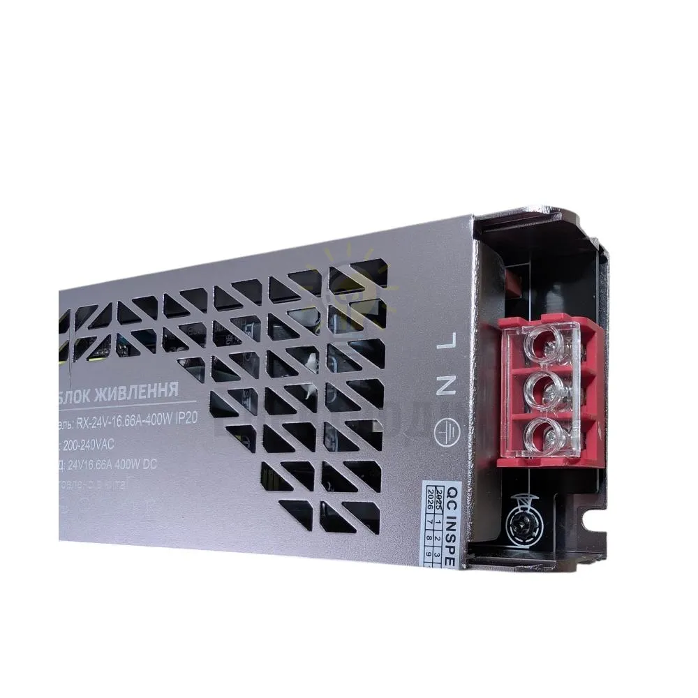 Блок  живлення RX 24V - 16,65А - 400W IP20 БЕЗ КУЛЛЕРА switch DIMM 30-100% 98189  - фото 1