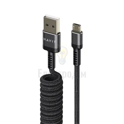 Кабель USB MicroUSB Havit HV-CB6250 2,4A 1,5м чорний HV-CB6250 — купити в Електродім