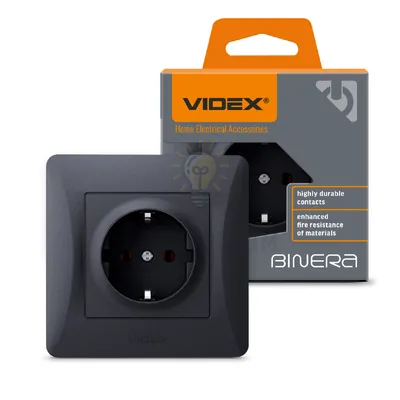 BINERA чорний графіт Розетка внутрішня 1-а Videx VF-BNSK1-BG — купити в Електродім