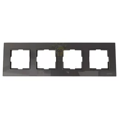 Рамка скляна горизонтальна четверна graphite pearl (графіт) 0724 — купити в Електродім