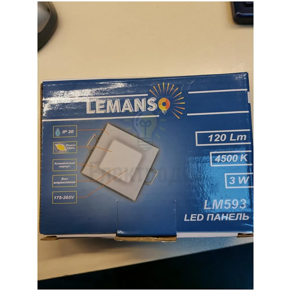 LED панель Lemanso 3W 120LM 165-265V 4500K квадрат LM593 
