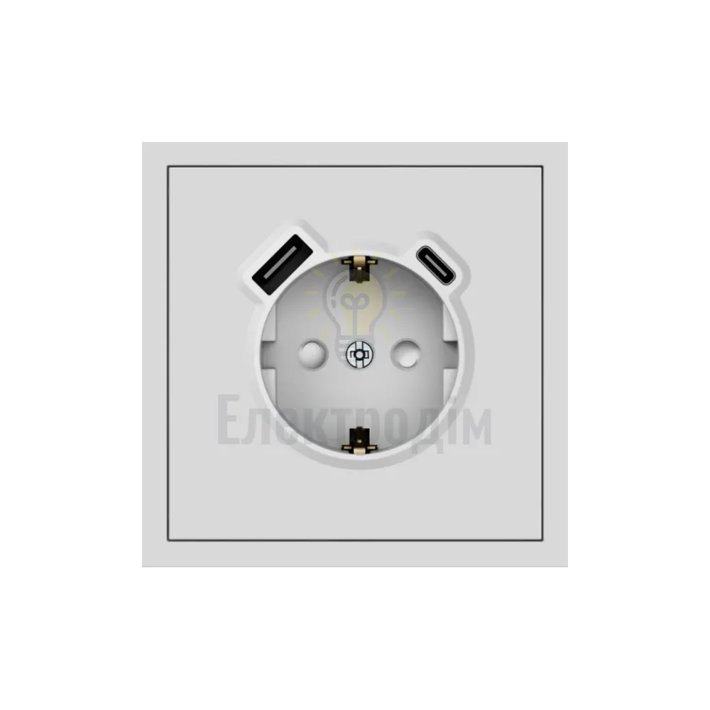 ER123USB-W розетка із заземленням 16А із USB-A та Type-C, механізм білий Soft 80724  - фото 1