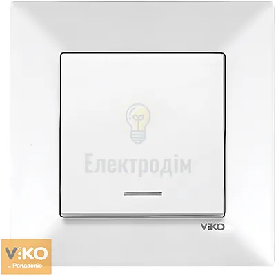 Вимикач 1-кл.  з підсвіткою Viko Meridian Білий 90970019-WH — купити в Електродім