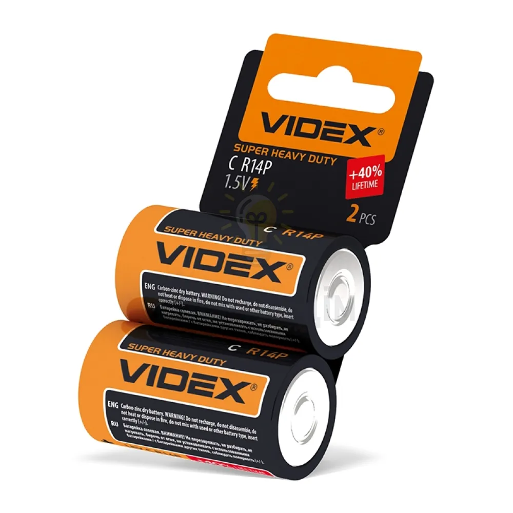 Батарейка Videx Батарейка сольова Videx R14P/C 2шт SHRINK CARD R14P/C 2pcs SС 