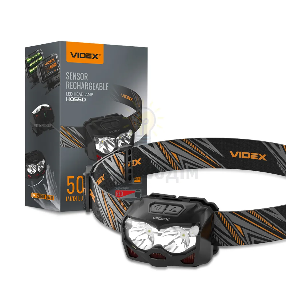 Налобний світлодіодний ліхтарик VIDEX 500Lm 5000K VLF-H055D 