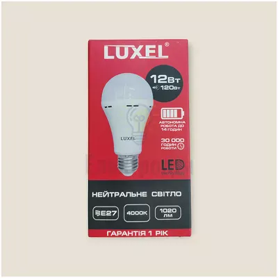 LUXEL Лампа LED автономна А70 12w E27 4000K 064-NEL — купити в Електродім