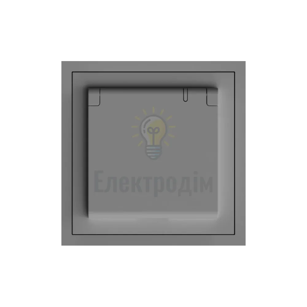 ER131-G розетка із заземленням, кришкою та шторками, механізм сірий 16А Soft 80770  - фото 1