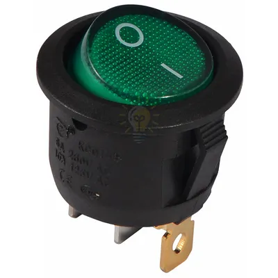 Перемикач KCD1-5-101N GR/B 220V 1 клав. круглий зелений з підсвічуванням  АСКО A0140040072 — купити в Електродім