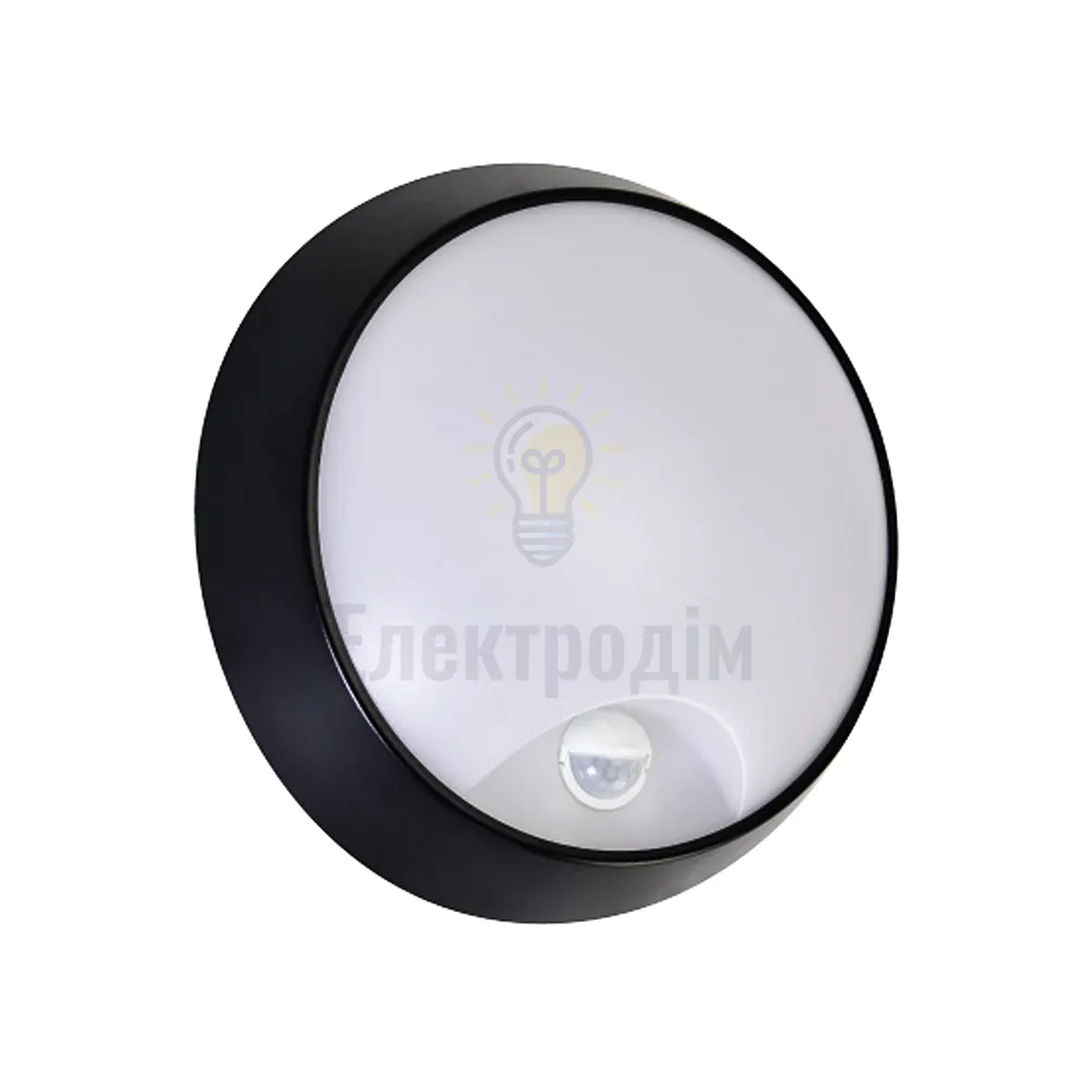 Світильник стельовий LED 20W  IP54 3ССТ 1600Lm з дат. руху 170-260V d-220*h80мм ЧОРНИЙ кругл. 071-017-0020-020 