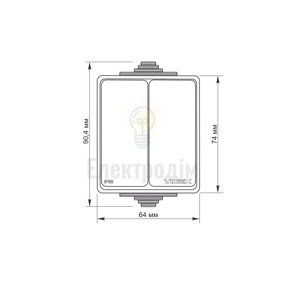 VIDEX BINERA IP65 Вимикач зовнішній 2кл сірий VF-BNW12-G  - фото 3