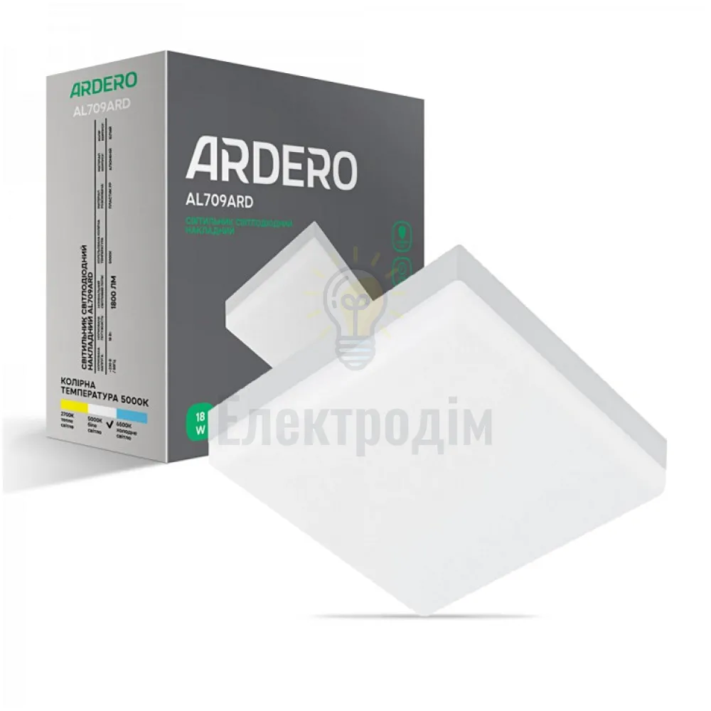 AL709ARD 18W квадрат накладний 1800Lm 5000K 120*120*40mm 80005 