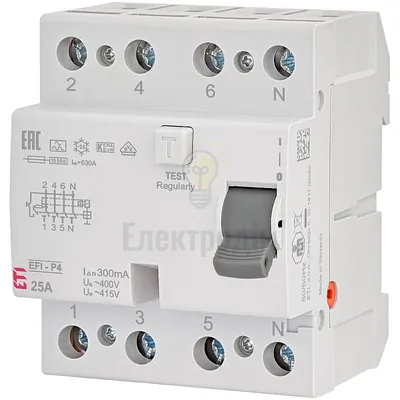Реле диференційне (ПЗВ) 4р EFI6-P4 63/0,03 тип AC (6kA) 2061653 Словенія — купити в Електродім