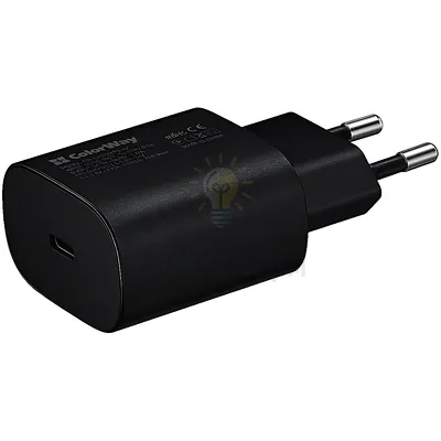 Зарядний пристрій мережевий Type-C 25W чорний ColorWay CW-CHS033PD-BK — купити в Електродім