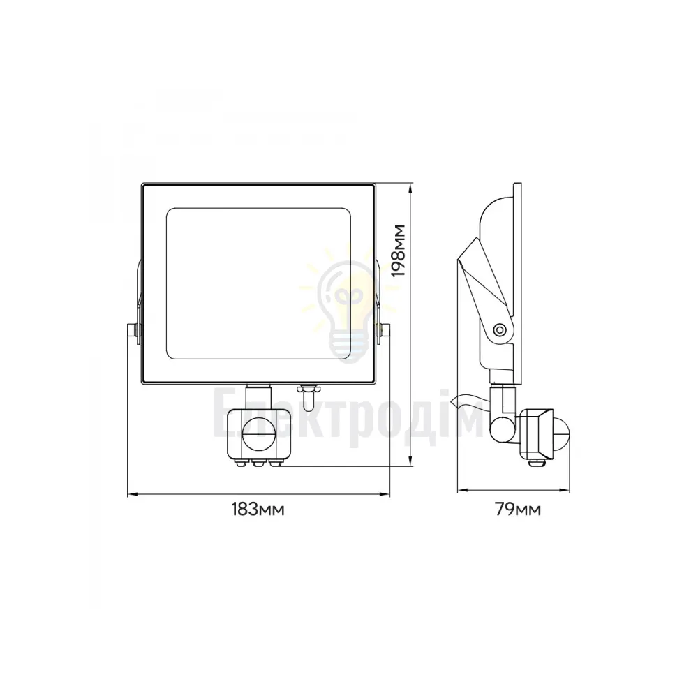 LL-2050ARD 50W з датчиком 4500Lm 6500K (198*183*79мм) чорний IP65 80024  - фото 1