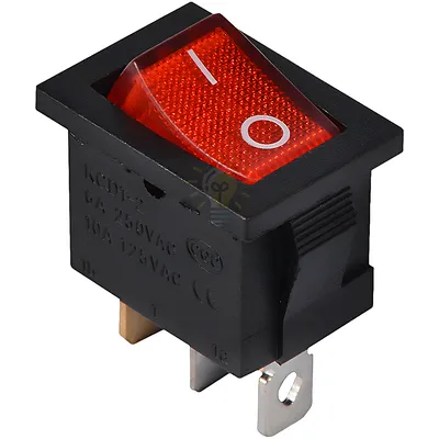 Перемикач KCD1-2-101N  R/B  220V 1 клав. червоний з підсвічуванням A0140040053 — купити в Електродім